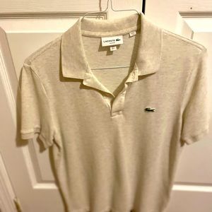 Men’s Lacoste Beige/White Medium Slim Fit Polo Shirt